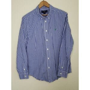 Ralph Lauren Boys Long sleeve button Down Shirt Size XL (18-20) Checkered Blue